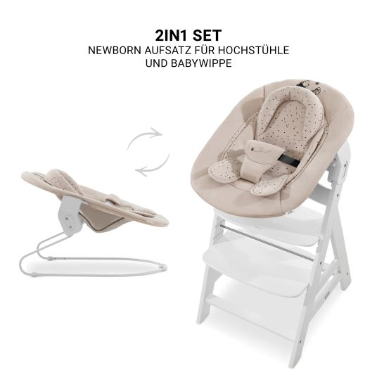 Hauck Beta Plus Natural 5-piece Newborn Set - Highchair + 2in1 newborn attachment & bouncer + feeding board + seat cushion - Disney Winnie the Pooh - Beige