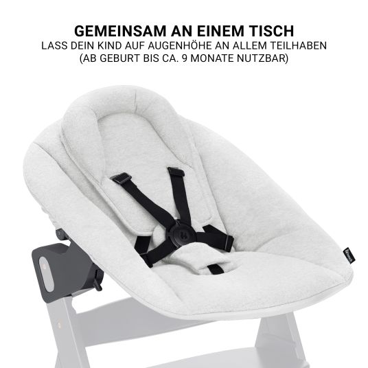 Hauck Beta Plus White 5-tlg. Newborn Set - Hochstuhl + 2in1 Neugeborenen-Aufsatz & Wippe + Essbrett + Sitzkissen