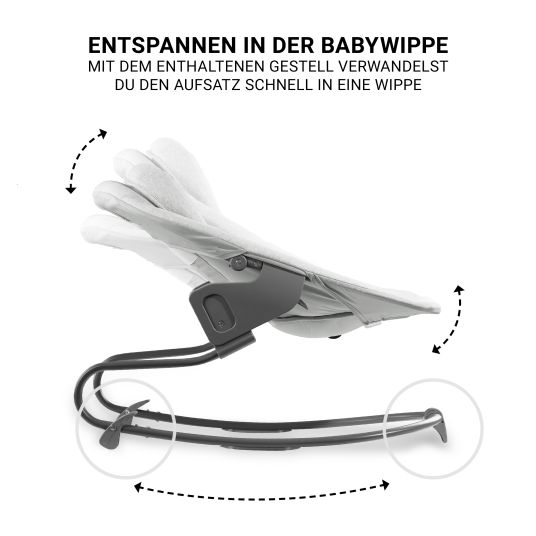 Hauck Beta Plus White 5-tlg. Newborn Set - Hochstuhl + 2in1 Neugeborenen-Aufsatz & Wippe + Essbrett + Sitzkissen