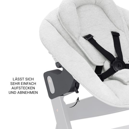 Hauck Beta Plus White 5-tlg. Newborn Set - Hochstuhl + 2in1 Neugeborenen-Aufsatz & Wippe + Essbrett + Sitzkissen