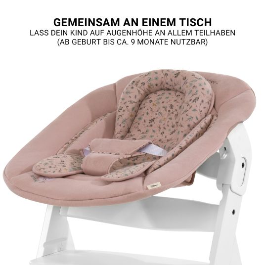 Hauck Beta Plus White 5-piece newborn set - high chair + 2in1 newborn attachment & bouncer + feeding board + seat cushion - Disney - Bambi Rose