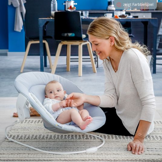 Hauck Beta Plus White 5-piece newborn set - high chair + 2in1 newborn attachment & bouncer, feeding board, seat cushion - Stretch Grey