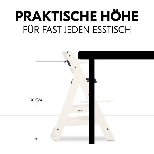 Hauck Beta Plus White 5-tlg. Newborn Set - Hochstuhl + 2in1 Neugeborenen-Aufsatz & Wippe Premium, Essbrett, Sitzkissen - Dark Grey