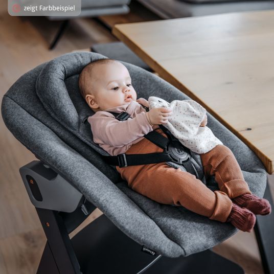 Hauck Beta Plus White 5-piece newborn set - high chair + 2in1 newborn attachment & Premium bouncer, feeding board, seat cushion - Dark Grey