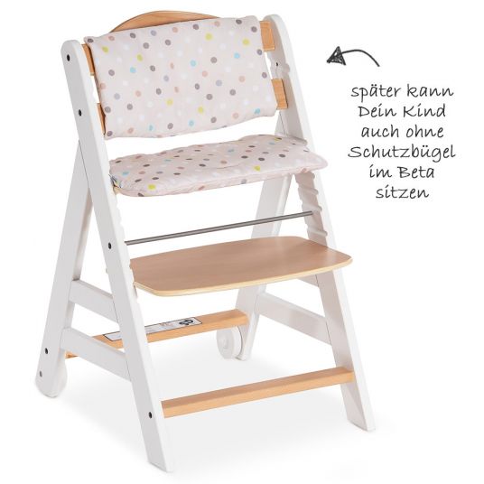 Hauck Beta Plus White Natur Newborn Set Deluxe - 5-tlg. Hochstuhl + 2in1 Neugeboreneneinsatz + Essbrett + Sitzpolster