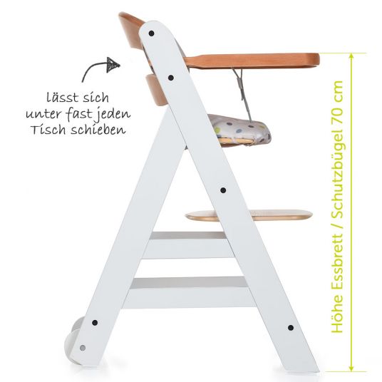 Hauck Beta Plus White Natur Newborn Set Deluxe - 5-pcs. high chair + 2in1 newborn insert + eating board + seat cushion