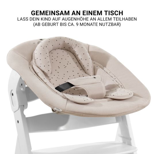 Hauck Beta Plus Whitewashed 5-tlg. Newborn Set - Hochstuhl + 2in1 Neugeborenen-Aufsatz & Wippe + Essbrett + Sitzkissen - Disney Winnie the Pooh - Beige