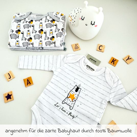 Hauck Beta Plus Whitewashed 9-tlg. Newborn Set - Hochstuhl + 2in1 Neugeborenen-Aufsatz & Wippe Deluxe + Essbrett + Sitzpolster + GRATIS Langarmbody 4er Pack - Sand