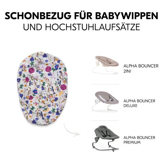 Hauck Bezug für Alpha Newborn Bouncer (atmungsaktiv & einfach waschbar) - Floral Beige