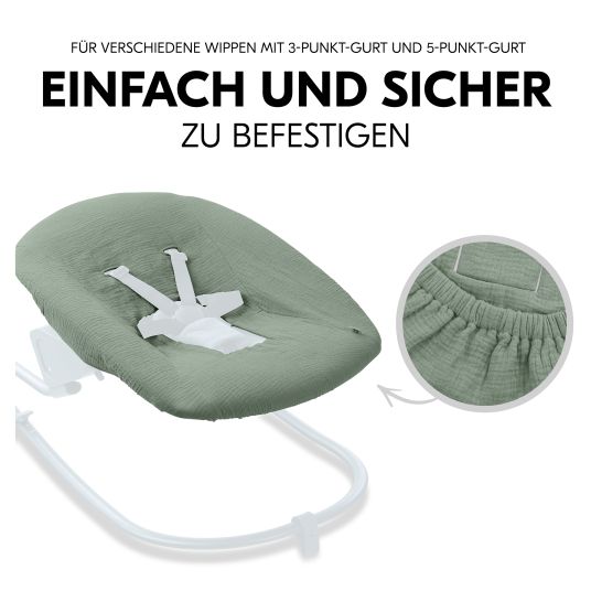 Hauck Bezug für Alpha Newborn Bouncer (atmungsaktiv & einfach waschbar) - Sage