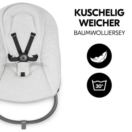 Hauck Bouncer 2in1 Premium (verstellbarer Neugeborenenaufsatz & Wippe) für Alpha & Beta Hochstuhl - Light Grey