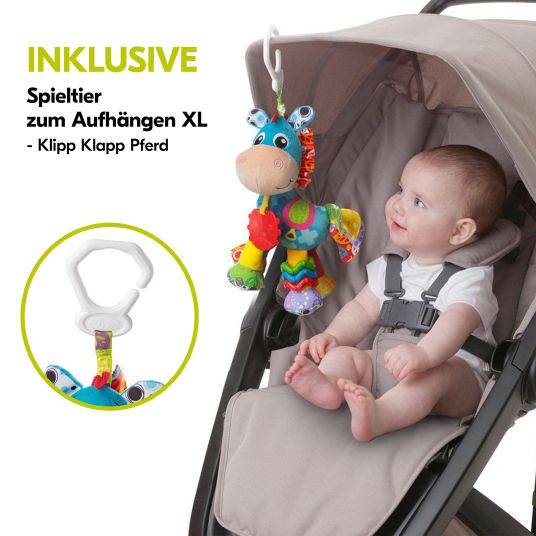 Hauck Buggy & Jogger Runner 3 (con grandi pneumatici) - incluso pacchetto accessori XXL e animale da gioco Klipp Klapp Pferd - Verde Giungla