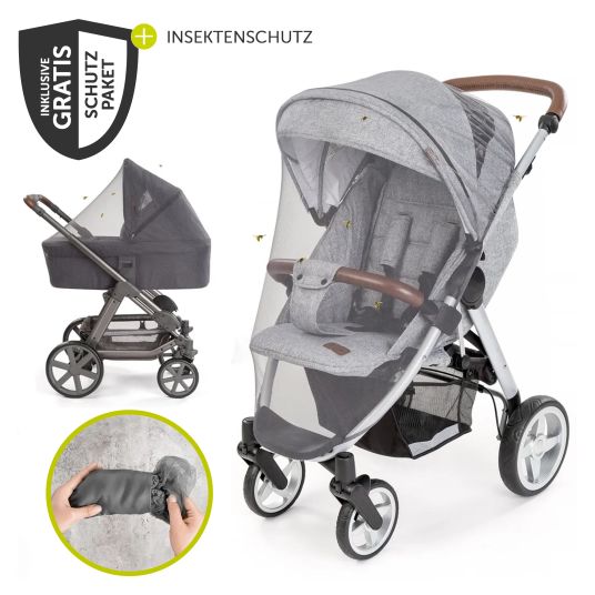 Hauck Buggy & Jogger Runner 3 (mit großen Luftreifen) - inkl. XXL Zubehörpaket & Spieltier Klipp Klapp Pferd - Jungle Green