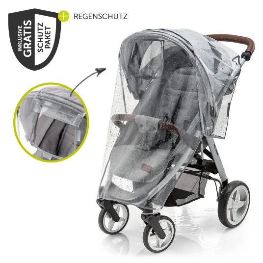 Hauck Buggy & Jogger Runner 3 (con grandi pneumatici) - incluso pacchetto accessori XXL e animale da gioco Klipp Klapp Pferd - Verde Giungla