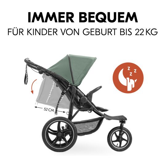 Hauck Buggy & Jogger Runner 3 (mit großen Luftreifen) - inkl. XXL Zubehörpaket & Spieltier Klipp Klapp Pferd - Jungle Green