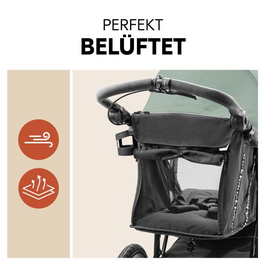 Hauck Buggy & Jogger Runner 3 (con grandi pneumatici) - incluso pacchetto accessori XXL e animale da gioco Klipp Klapp Pferd - Verde Giungla