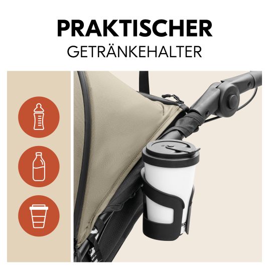 Hauck Buggy & Jogger Runner 3 (mit großen Luftreifen) - inkl. XXL Zubehörpaket & Spieltier Klipp Klapp Pferd - Olive