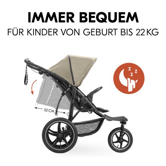 Hauck Buggy & Jogger Runner 3 (mit großen Luftreifen) - inkl. XXL Zubehörpaket & Spieltier Klipp Klapp Pferd - Olive