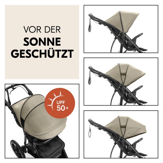 Hauck Buggy & Jogger Runner 3 (mit großen Luftreifen) - inkl. XXL Zubehörpaket & Spieltier Klipp Klapp Pferd - Olive