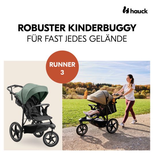 Hauck Buggy & Jogger Runner 3 (mit großen Luftreifen) - Jungle Green