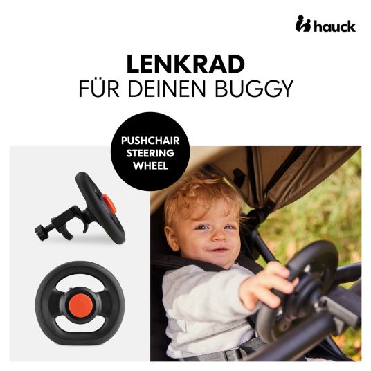 Hauck Buggy steering wheel Pushchair Steering Wheel - with horn & for attachment to the front bar - Black