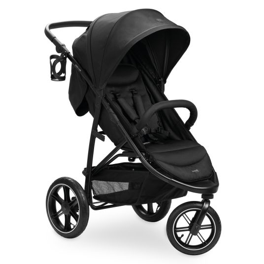 Hauck Buggy Rapid 3 Air (up to 25 kg) - with pneumatic tires, reclining function and XL canopy - Black