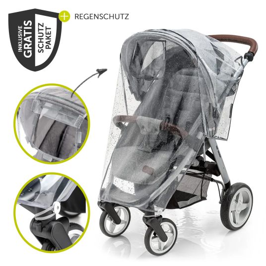 Hauck Passeggino Rapid 4D (fino a 25 kg) con capottina XL e pneumatici all-terrain - incluso pacchetto accessori XXL e cavallo giocattolo Klipp Klapp - Dutsy Rose