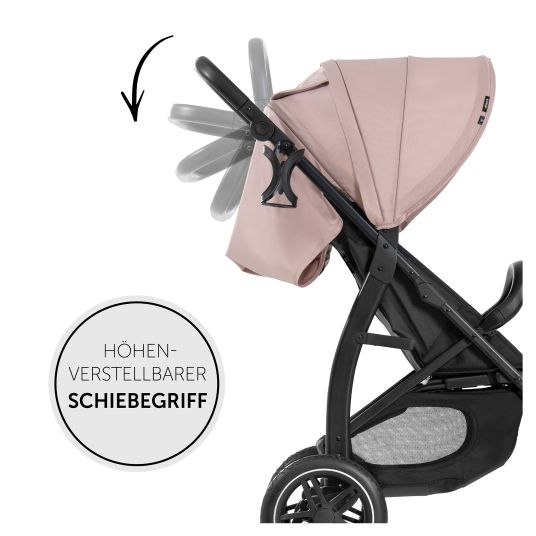 Hauck Passeggino Rapid 4D (fino a 25 kg) con capottina XL e pneumatici all-terrain - incluso pacchetto accessori XXL e cavallo giocattolo Klipp Klapp - Dutsy Rose