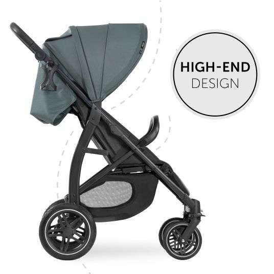 Hauck Passeggino Rapid 4D (fino a 25 kg) con capottina XL e pneumatici all-terrain - incluso pacchetto accessori XXL e cavallo giocattolo Klipp Klapp - Verde Giungla