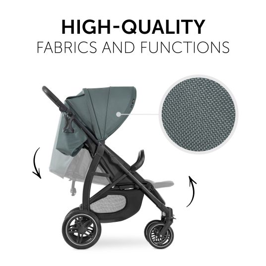 Hauck Passeggino Rapid 4D (fino a 25 kg) con capottina XL e pneumatici all-terrain - incluso pacchetto accessori XXL e cavallo giocattolo Klipp Klapp - Verde Giungla