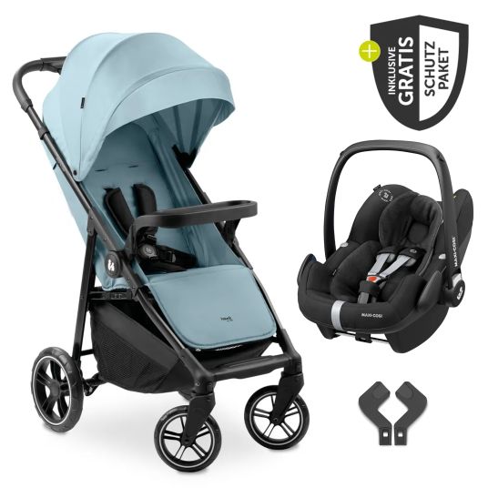 Hauck Buggy Shop N Care inkl. Autositz Pebble Pro & XXL Zubehörpaket - Dusty Blue