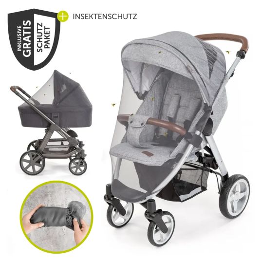 Hauck Buggy Shop N Care inkl. Autositz Pebble Pro & XXL Zubehörpaket - Dusty Blue