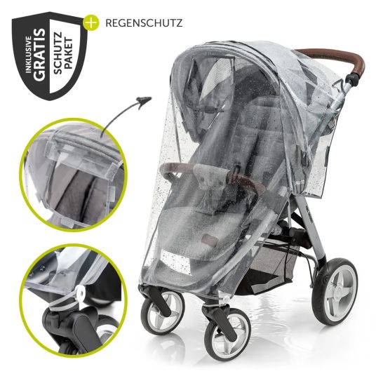 Hauck Buggy Shop N Care inkl. Autositz Pebble Pro & XXL Zubehörpaket - Dusty Blue