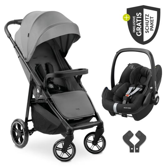 Hauck Buggy Shop N Care con seggiolino auto Pebble Pro e pacchetto accessori XXL - Grigio