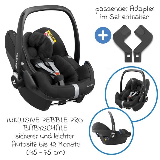 Hauck Buggy Shop N Care con seggiolino auto Pebble Pro e pacchetto accessori XXL - Grigio