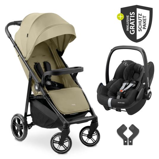 Hauck Buggy Shop N Care inkl. Autositz Pebble Pro & XXL Zubehörpaket - Olive