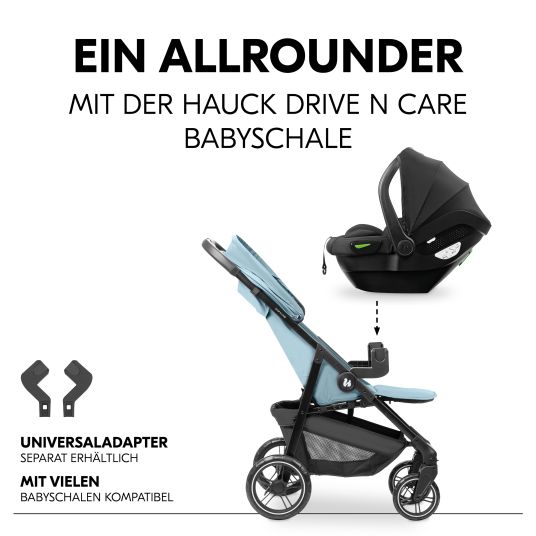 Hauck Buggy Shop N Care - inkl. XXL Zubehörpaket & Spieltier Klipp Klapp Pferd - Dusty Blue