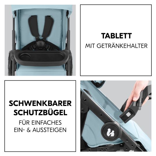 Hauck Buggy Shop N Care - inkl. XXL Zubehörpaket & Spieltier Klipp Klapp Pferd - Dusty Blue