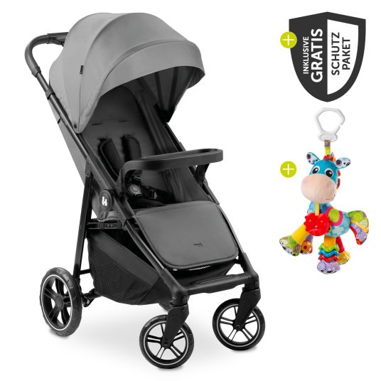 Hauck Buggy Shop N Care - inkl. XXL Zubehörpaket & Spieltier Klipp Klapp Pferd - Grey