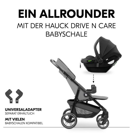 Hauck Buggy Shop N Care - inkl. XXL Zubehörpaket & Spieltier Klipp Klapp Pferd - Grey