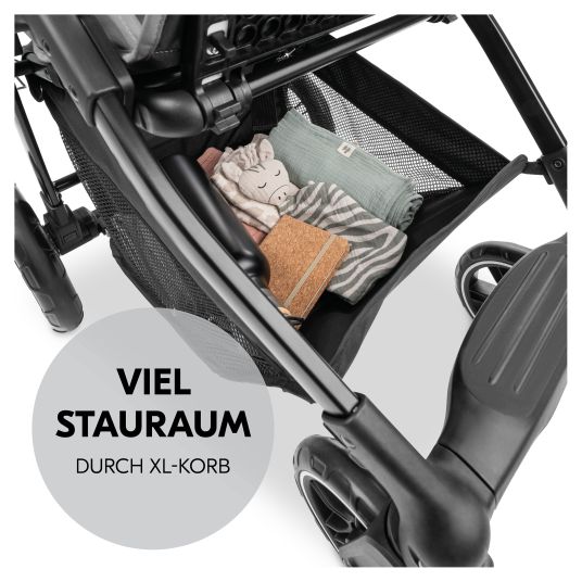 Hauck Buggy Shop N Care - inkl. XXL Zubehörpaket & Spieltier Klipp Klapp Pferd - Grey