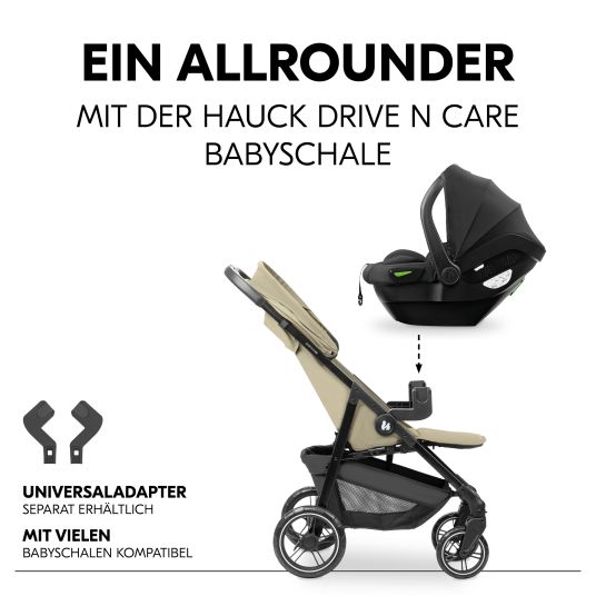 Hauck Buggy Shop N Care - inkl. XXL Zubehörpaket & Spieltier Klipp Klapp Pferd - Olive