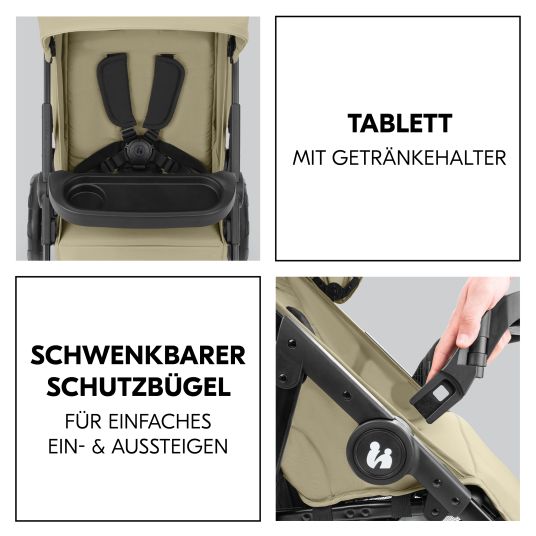 Hauck Buggy Shop N Care - inkl. XXL Zubehörpaket & Spieltier Klipp Klapp Pferd - Olive