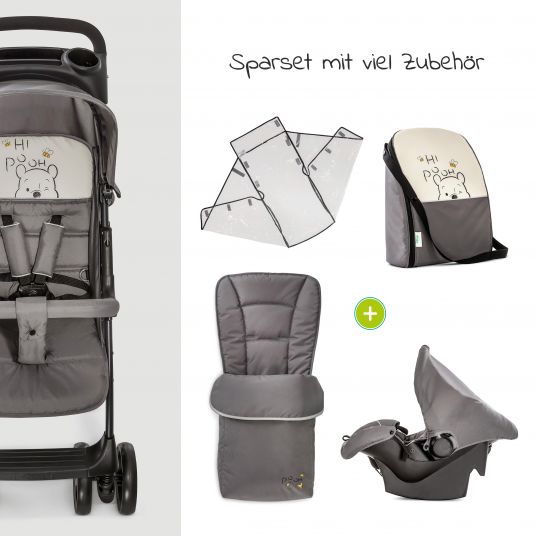 Hauck Buggy & Sportwagen Shopper SLX inkl. Babyschale, Wickeltasche, Fußsack und Regenschutz - Pooh Cuddles