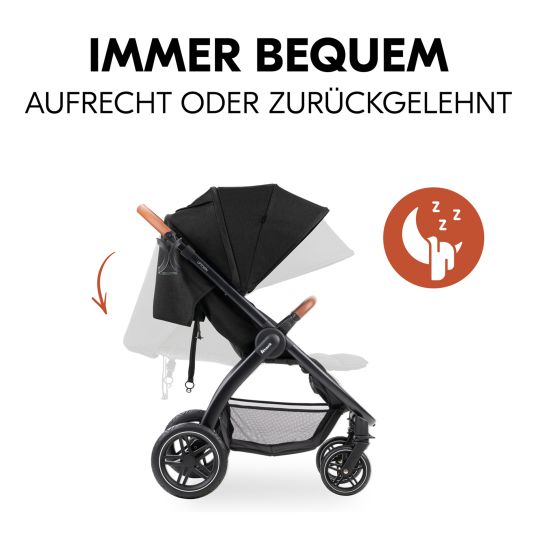 Hauck Buggy & pushchair UpTown Black (with reclining function & one-hand folding) incl. XXL accessory pack - Melange Black