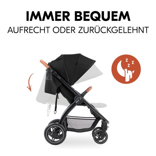 Hauck Buggy & pushchair UpTown Black (with reclining function, height-adjustable push bar, one-hand folding) - Melange Black