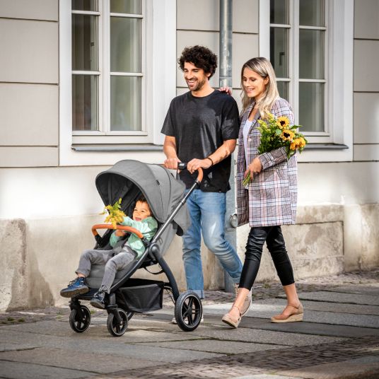 Hauck Buggy & pushchair UpTown Black (with reclining function, height-adjustable push bar, one-hand folding) - Melange Grey