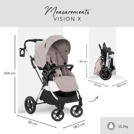 Hauck Passeggino Vision X incluso pacchetto accessori XXL - Melange Beige