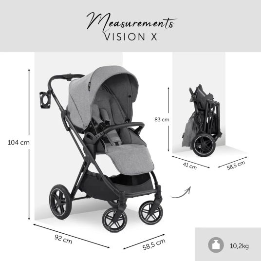 Hauck Buggy & pushchair Vision X incl. XXL accessory pack - Melange Grey