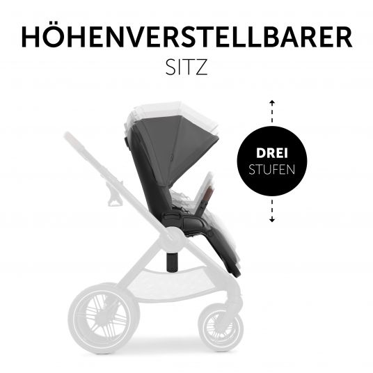 Hauck Buggy & Stroller Walk N Care with reclining function and swivel seat (up to 25 kg load) - Dark Grey